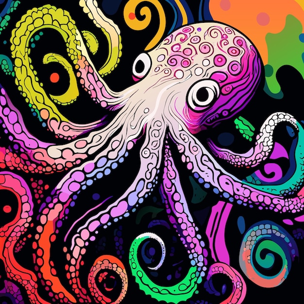 Colorful Octopus vector