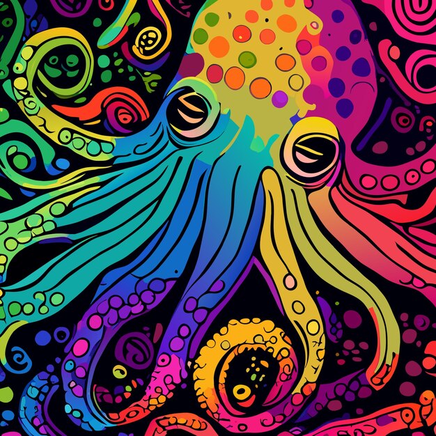 Colorful Octopus vector