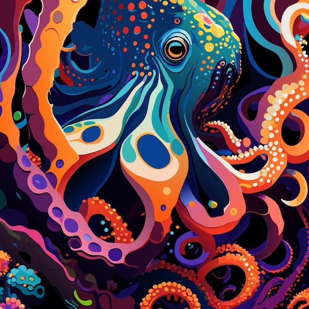 Colorful Octopus vector