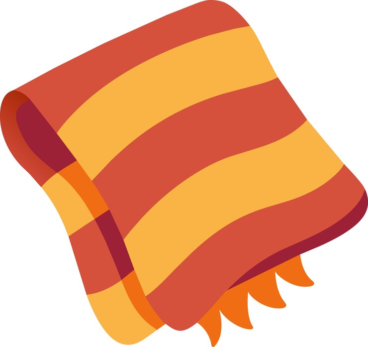 वेक्टर a colorful orange and red striped towel with a red and yellow stripe