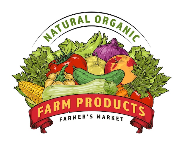 Colorful organic products emblem