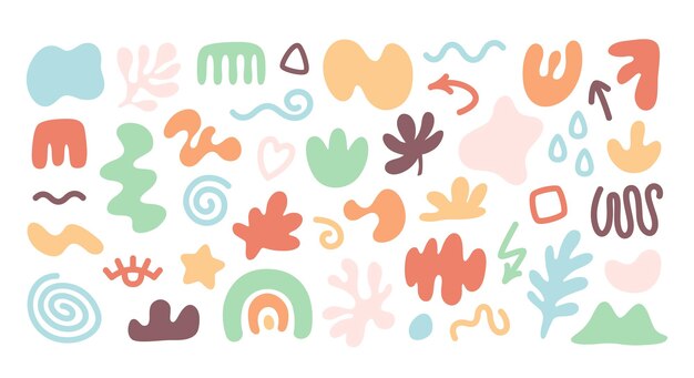 Colorful organic shape doodle collection Colorful hand painted various abstract shapes