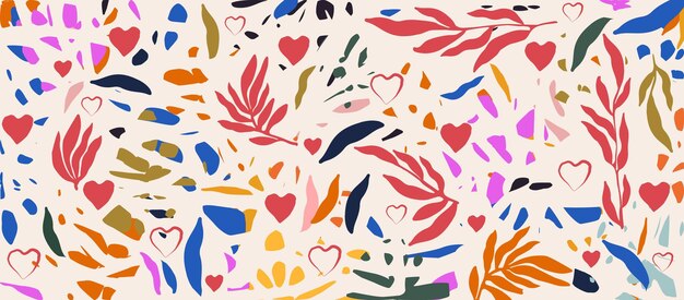 Colorful organic shapes doodle collection cute botanical shapes