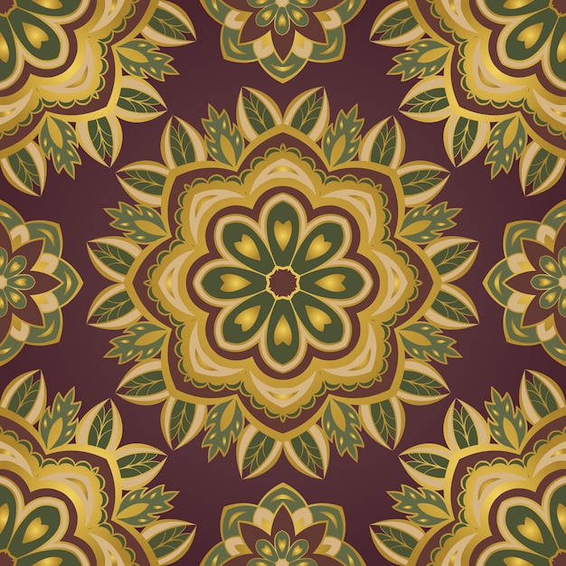 Colorful oriental ornament seamless pattern of mandalas.