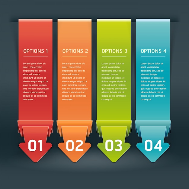 Colorful Origami Style Number Options Banner & Card. 