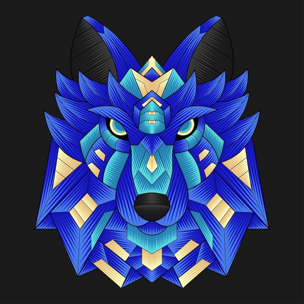 Colorful ornament wolf illustration