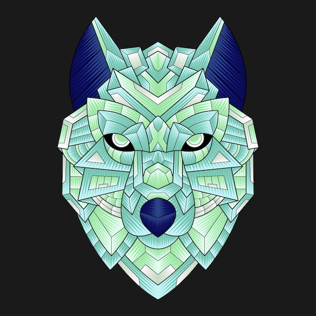 Colorful ornament wolf illustration