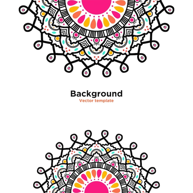 Vector colorful ornamental mandala design background with floral shapes