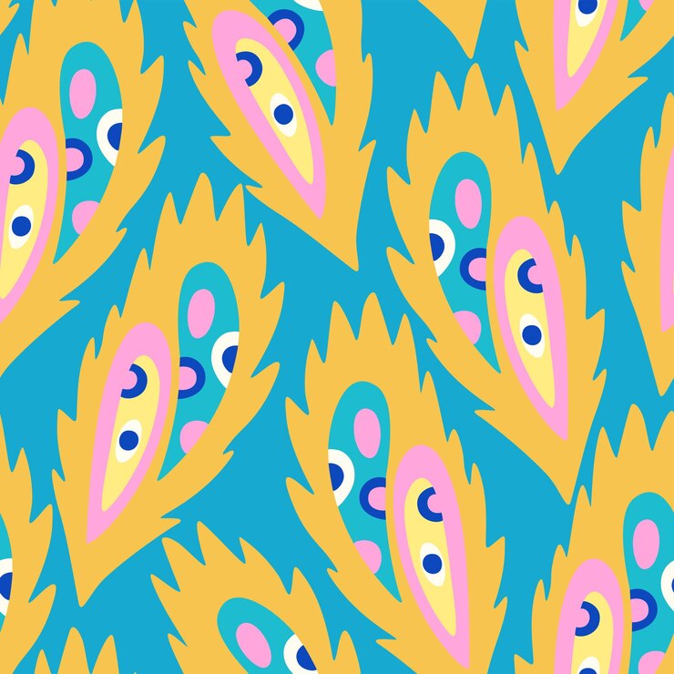 Vector colorful ornamental psychedelic pattern funky vector texture with colorful abstract organic shapes
