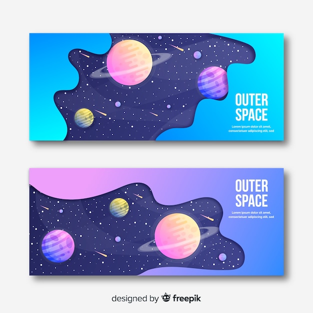 Vector colorful outer space banner