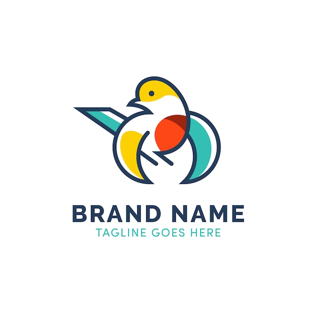 Logo variopinto dell'uccello del profilo