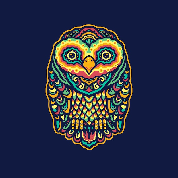 Colorful owl mandala illustration