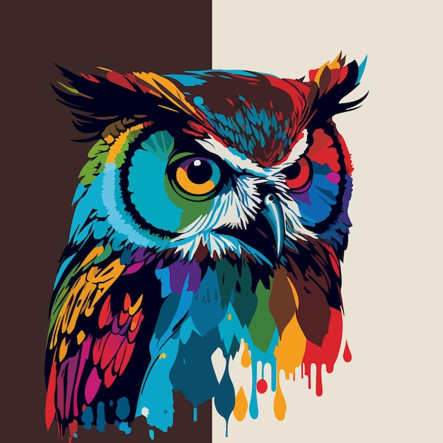 Colorful owl pop art vector illustration