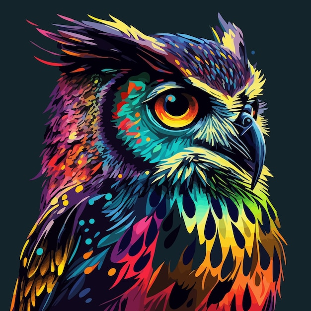 Colorful owl pop art vector illustration