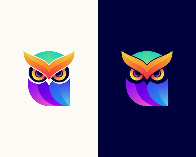 Vector colorful owl simple logo design