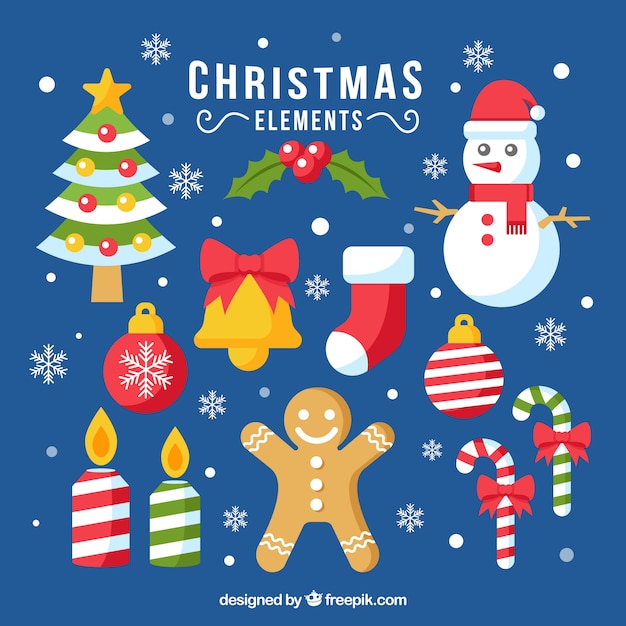 Colorful pack of christmas elements