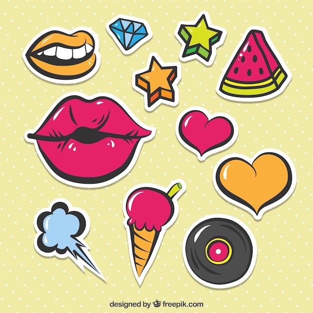 Vector colorful pack of cute stickers