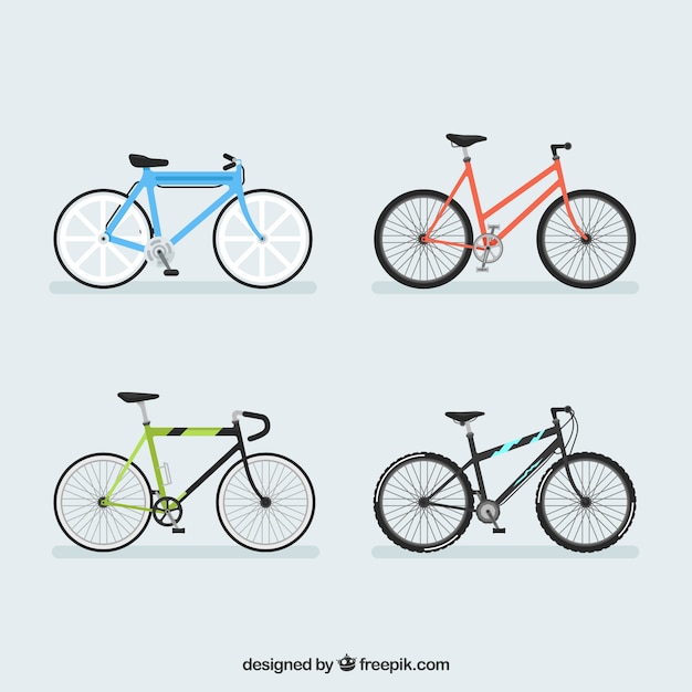 Colorful pack of modern bicycles