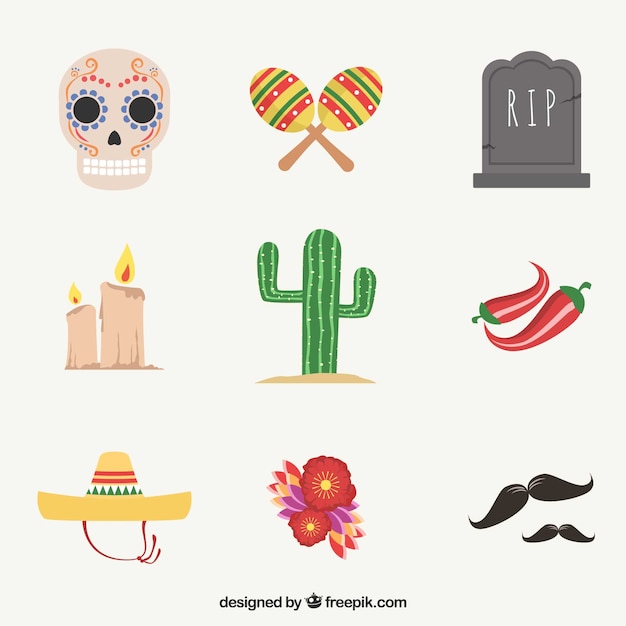 Pacchetto colorato di elementi moderni messicani