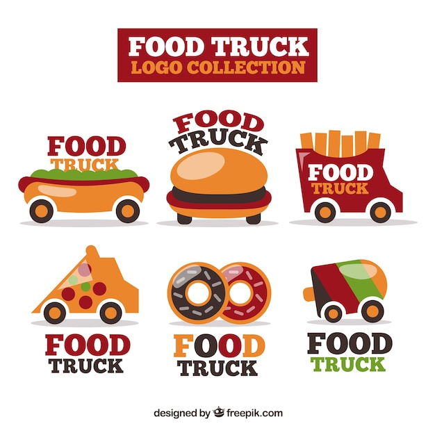 楽しい食品トラックのロゴのカラフルなパック