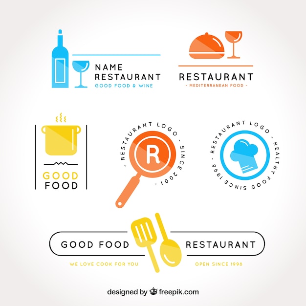 Colorful pack of restaurant logos