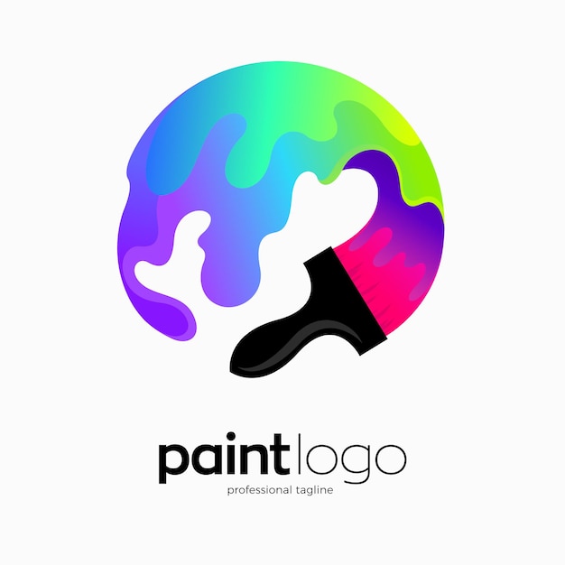 colorful paint brush logo design