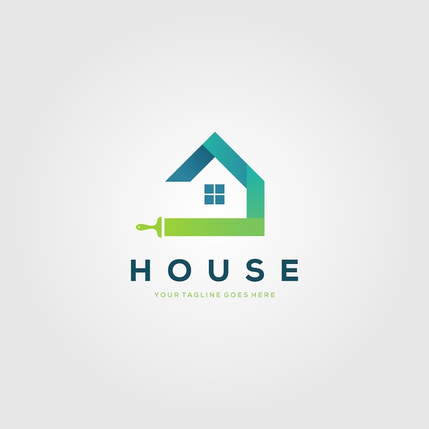 Colorful paint house brushes logo