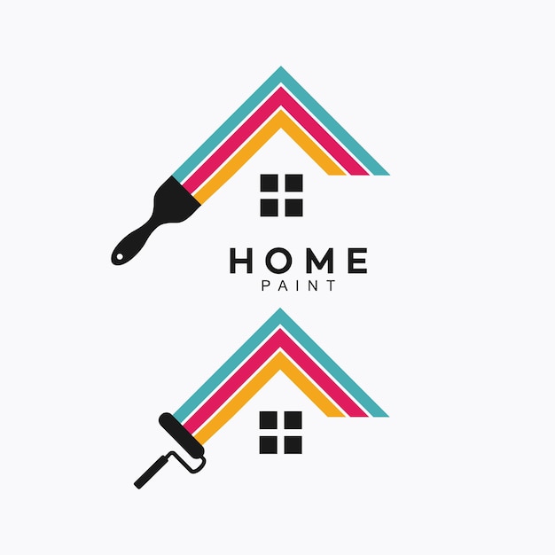 Vector colorful paint house logo design vector house paint logo design concept vector home house painting service coloring logo design template vector