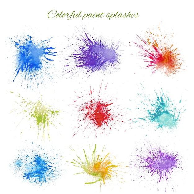 Colorful paint splashes collection