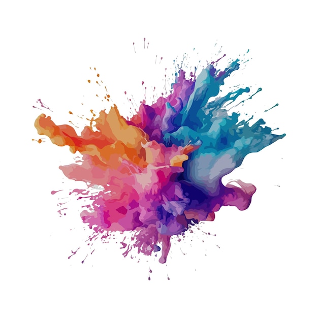 colorful paint splashes isolated on white background