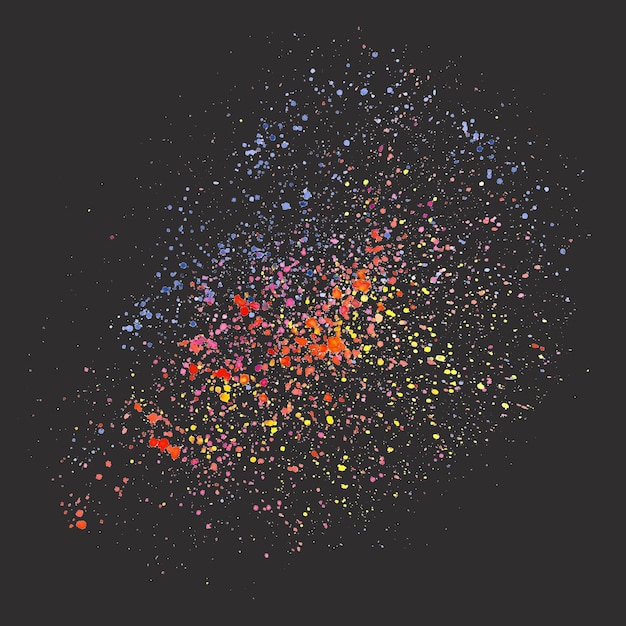 Vettore schizzi di vernice colorata isolati su sfondo nero