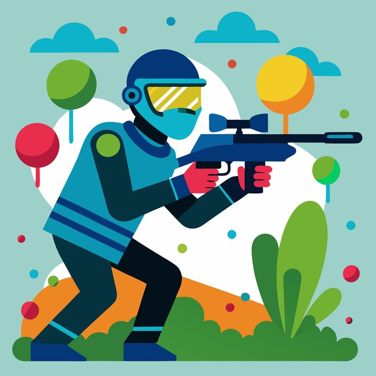 Vector colorful paintball adventure concept illustration