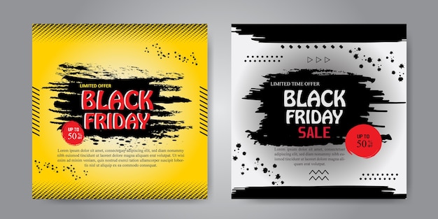 Colorful painted banner for black friday set