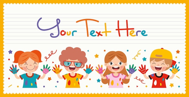 colorful painted hands of little children