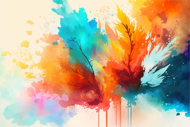 A colorful painting of a colorful feather with the word