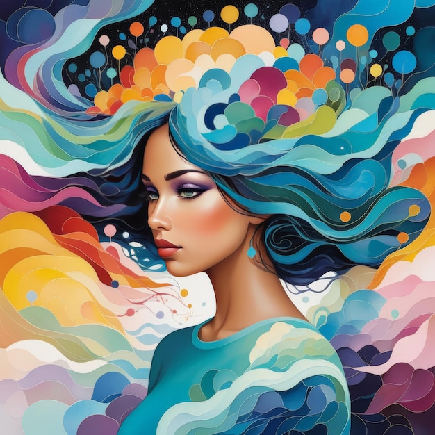 colorful painting of female facecolorful painting of female face