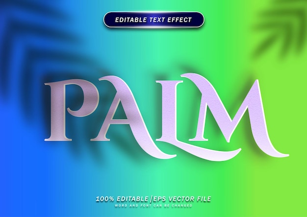 Colorful palm text editable effect