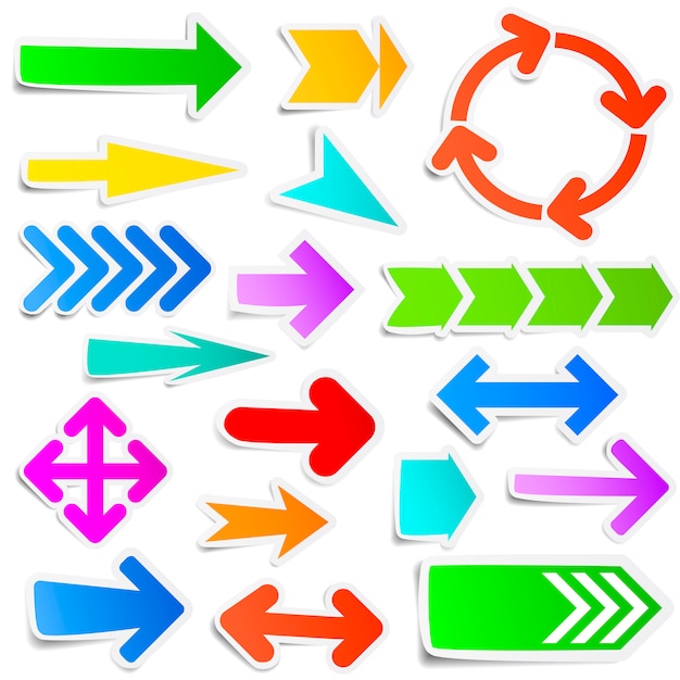 Colorful paper arrow stickers set