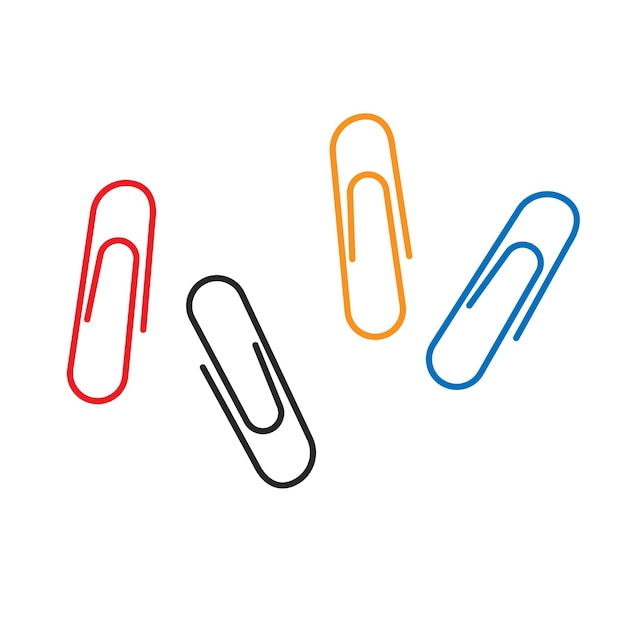 Colorful paper clips set isolated on white background Back to school