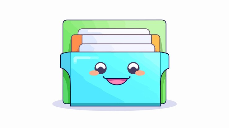 Vector colorful paper folder with cute sticky notes for organizing creativity and office supplies