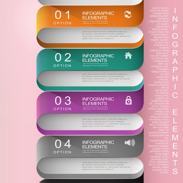 Elementi di infografica del diagramma di flusso astratto moderno di carta colorata