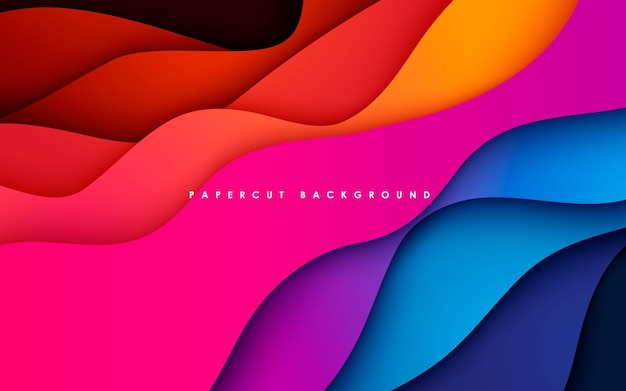 Colorful papercut background wavy dimension