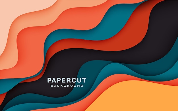 Vector colorful papercut background with wavy cutout layers concept