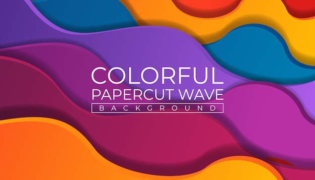 Colorful Papercut Wave Background