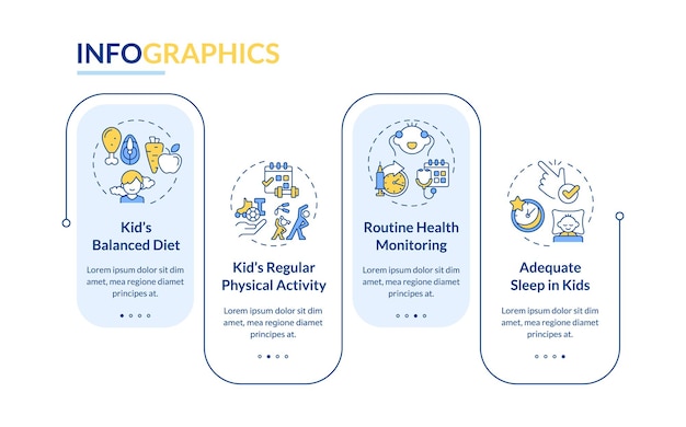 Colorful parenting children with health issues linear icons