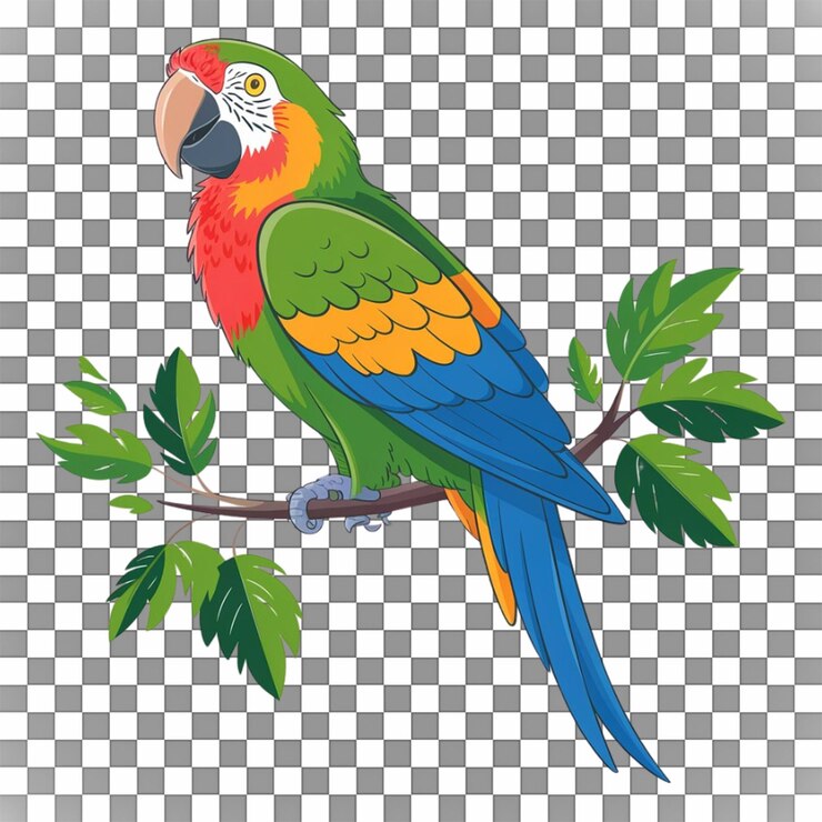 Vector colorful parrot on a branch