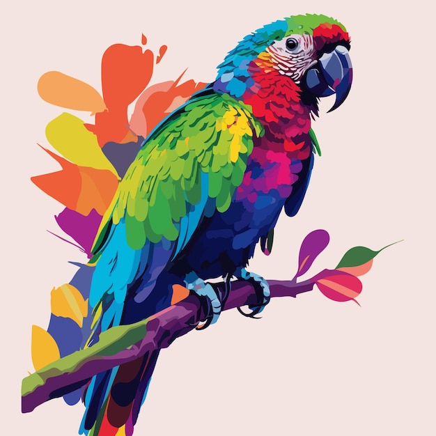 Colorful Parrot pop art style vector illustration