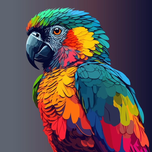 Colorful Parrot pop art style vector illustration