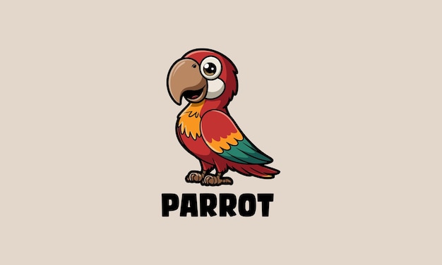 colorful parrot standing with parrot text vector