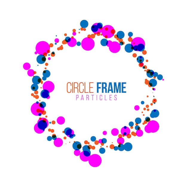 Colorful particles circle frame vector.